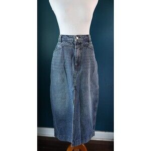 Cupshe Blue Denim Front Split Hem Midi Pencil Knee Length Skirt Cowgirl M